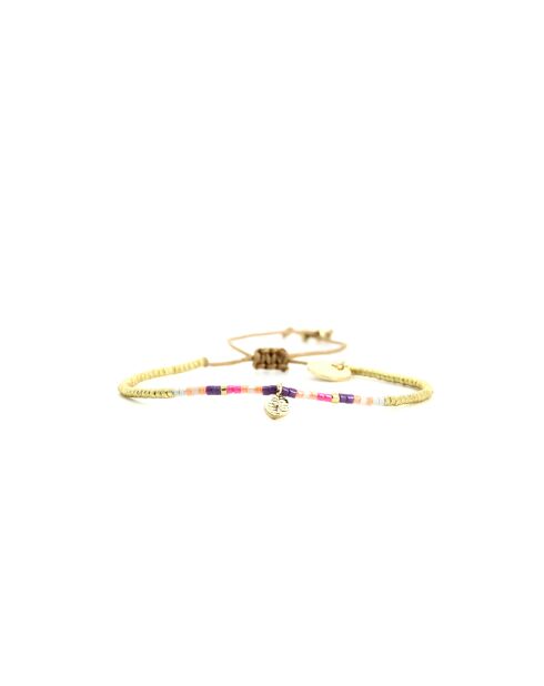 Bracelet Spaggia Rosa Ness mauve, rose fluo, saumon fluo, nacre, doré