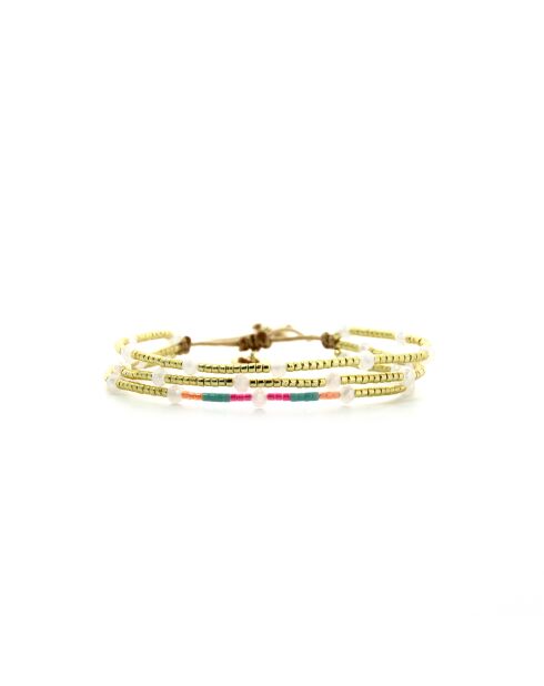 Bracelet Salvador De Bahia Léonie rose fluo, corail rosé fluo, vert fluo, doré