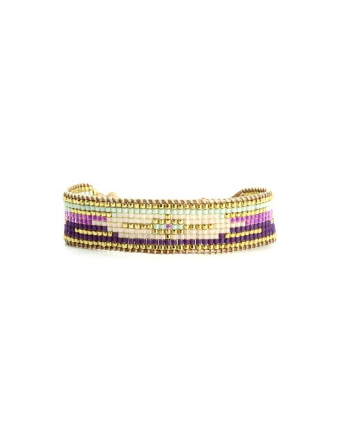 Bracelet Pretty Woman Charly mauve, violet orchidée, vert d'eau, doré