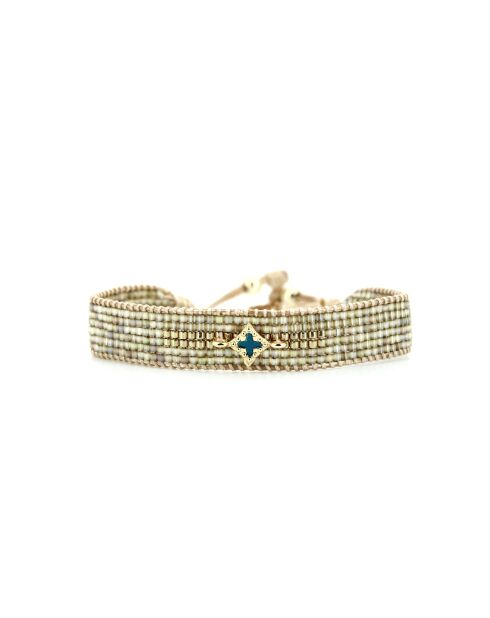 Bracelet Émeraude Paradise Lou vert émeraude, bleu, champagne, doré