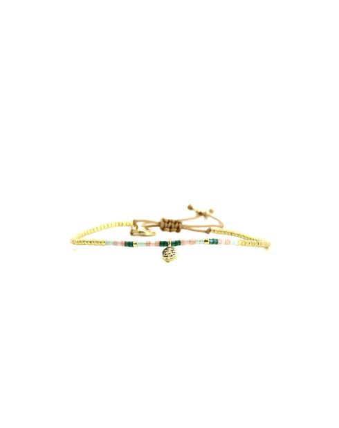 Bracelet Sweet Cactus Ness vert émeraude, rose pastel, vert d'eau, nacre, doré