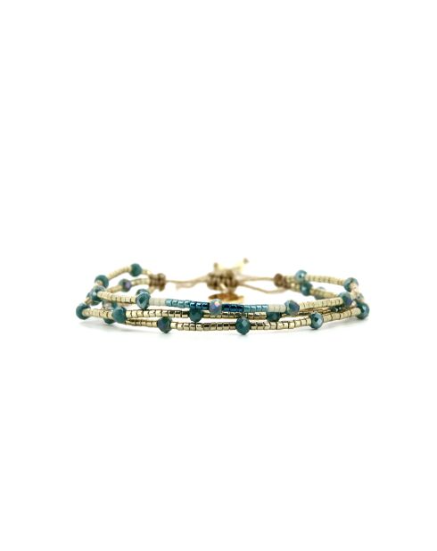 Bracelet Émeraude Paradise Léonie vert émeraude, bleu, champagne, doré