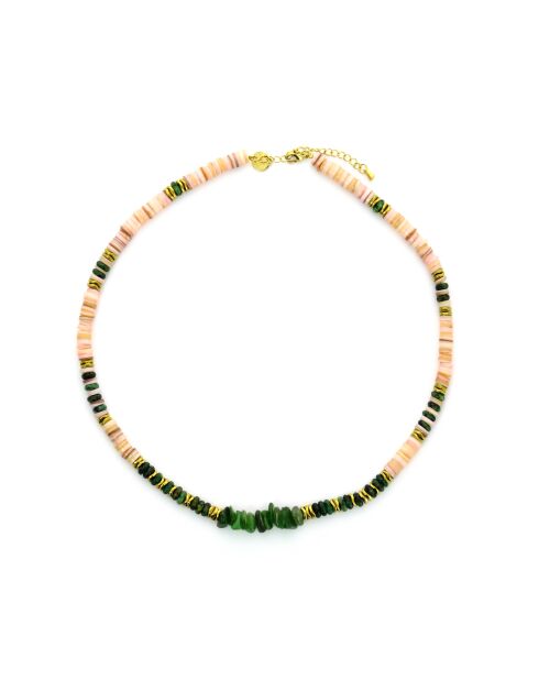 Collier Alison  saumon, vert, doré