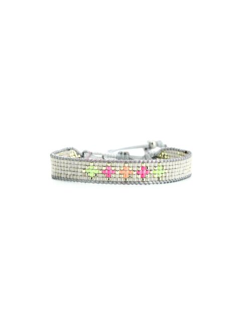 Bracelet Rainbow Kiss Alba rose fluo, corail rosé fluo, vert fluo, argent