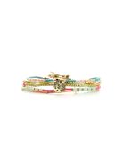 Bracelet Salvador De Bahia Fanny rose fluo, corail rosé fluo, vert fluo, doré