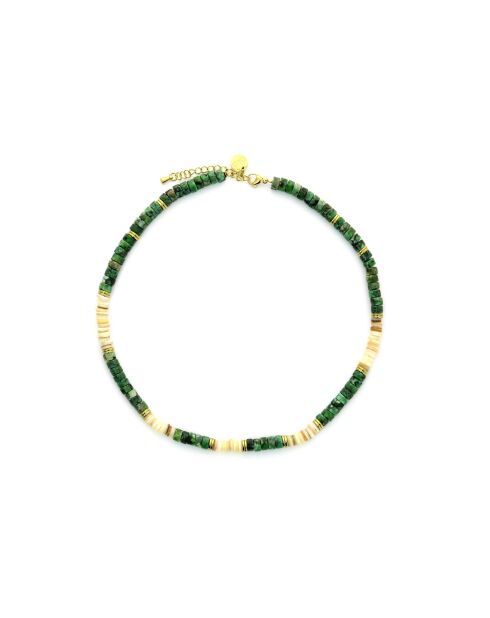 Collier Mathilde  turquoise, crème, doré