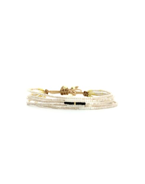 Bracelet Sable Noir Victoire noir, blanc, nacre, doré