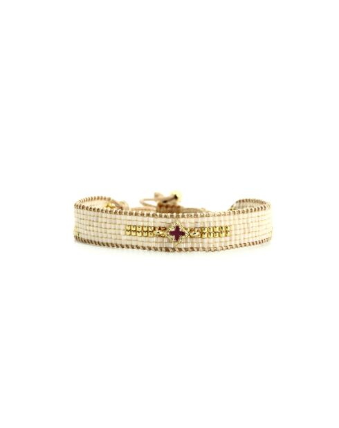 Bracelet Plum Bubble Lou prune, rose poudré, nacre, doré