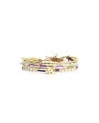 Bracelet Pretty Woman Fanny mauve, violet orchidée, vert d'eau, doré