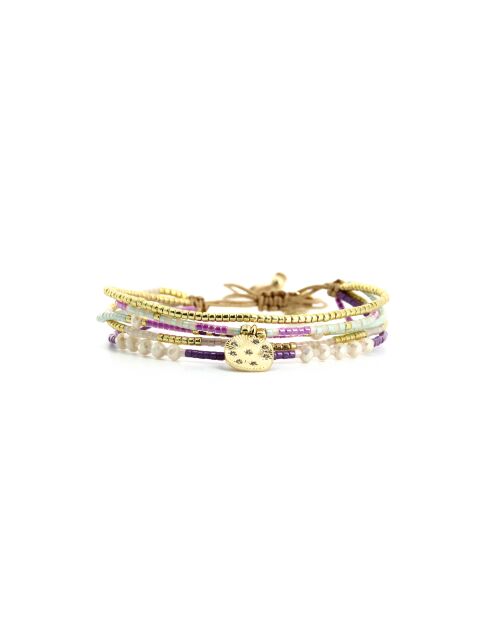 Bracelet Pretty Woman Fanny mauve, violet orchidée, vert d'eau, doré