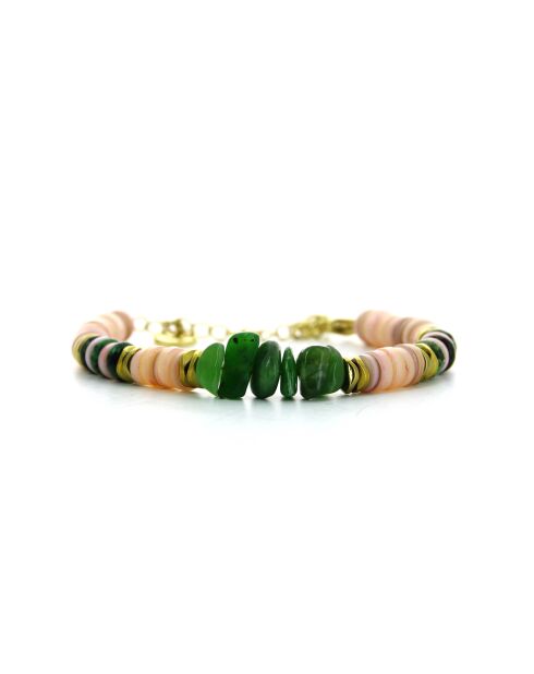 Bracelet Alison  saumon, vert, doré