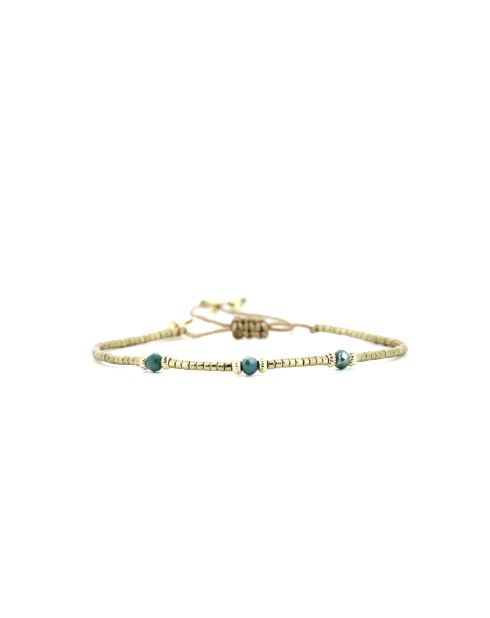Bracelet Émeraude Paradise Nina vert émeraude, bleu, champagne, doré
