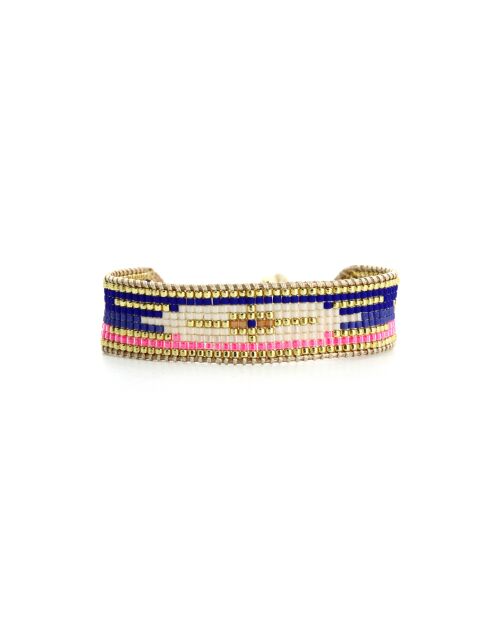 Bracelet Bonifacio Sunset Charly bleu royal, rose fluo, saumon, caramel, doré