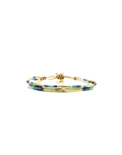 Bracelet Blue Curaçao Agathe bleu, turquoise, doré