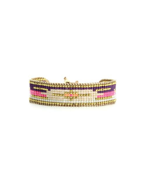 Bracelet Spaggia Rosa Charly mauve, rose fluo, saumon fluo, nacre, doré