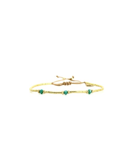Bracelet Turquoise Paradise Nina turquoise, vert émeraude, mauve, nacre, doré