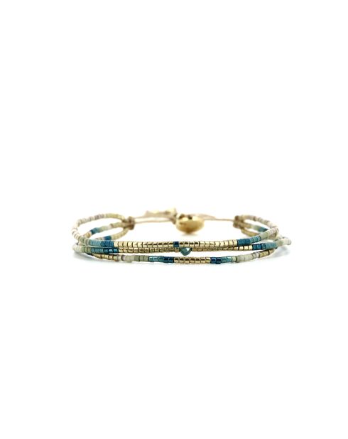 Bracelet Émeraude Paradise Agathe vert émeraude, bleu, champagne, doré
