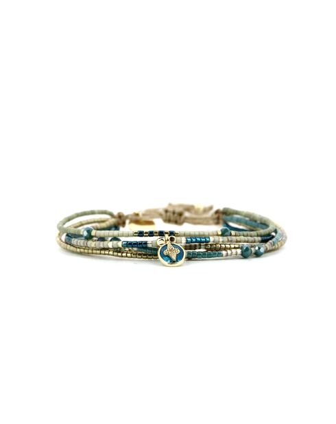 Bracelet Émeraude Paradise Joy vert émeraude, bleu, champagne, doré