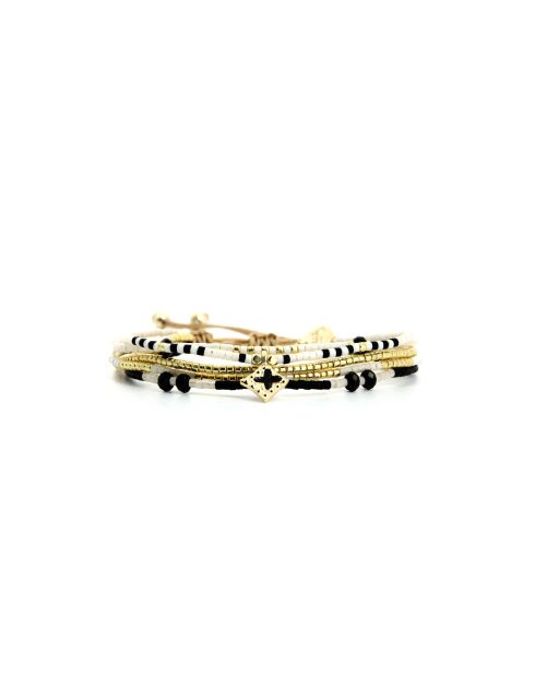 Bracelet Sable Noir Inaya noir, blanc, nacre, doré