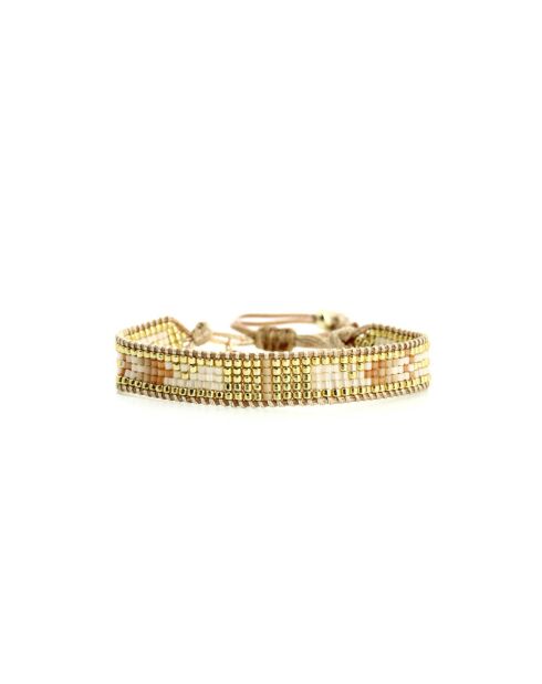Bracelet White Coconut Ines caramel, vanille, nacre, doré