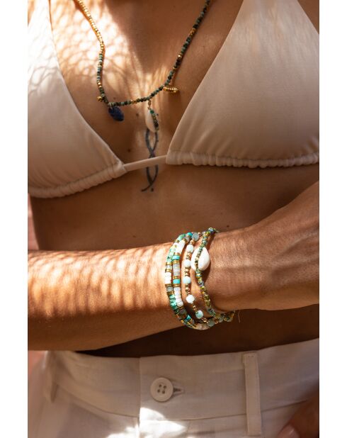 Collier Mila  turquoise, gris, doré
