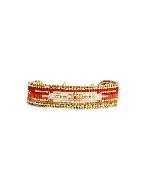 Bracelet Corail Mango Charly rouge corail, saumon rosé, blanc, doré