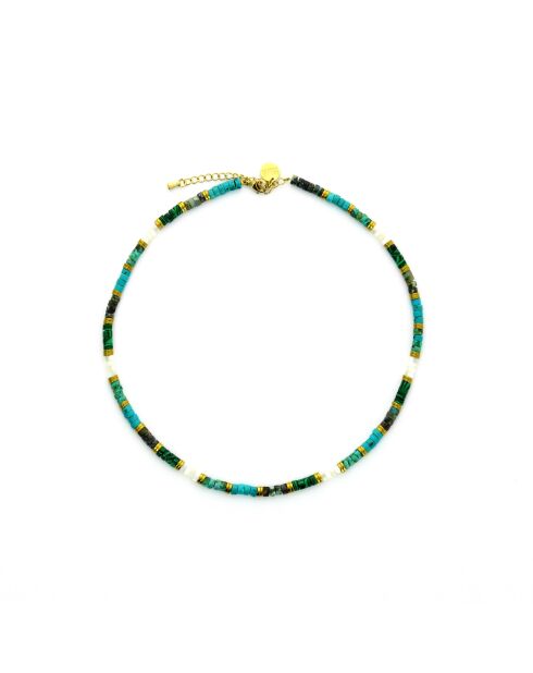 Collier Mila  turquoise, doré