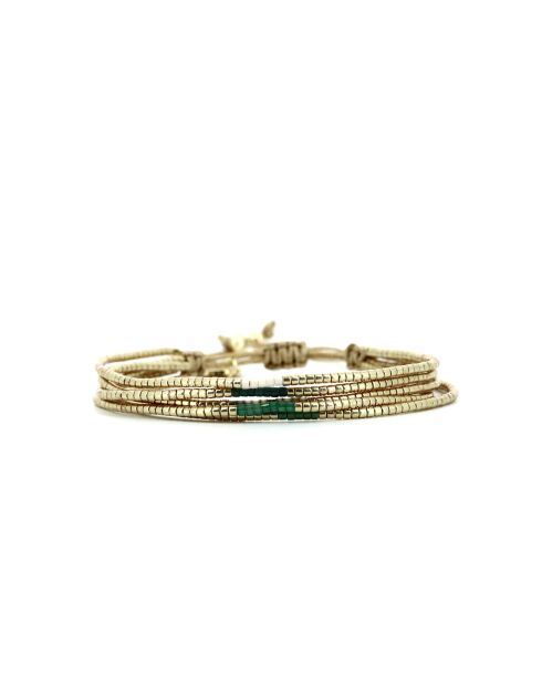 Bracelet Vert de Jade Victoire camaïeu de vert, champagne, doré