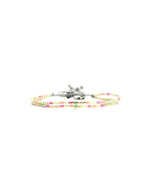 Bracelet Rainbow Kiss Alya rose fluo, corail rosé fluo, vert fluo, argent