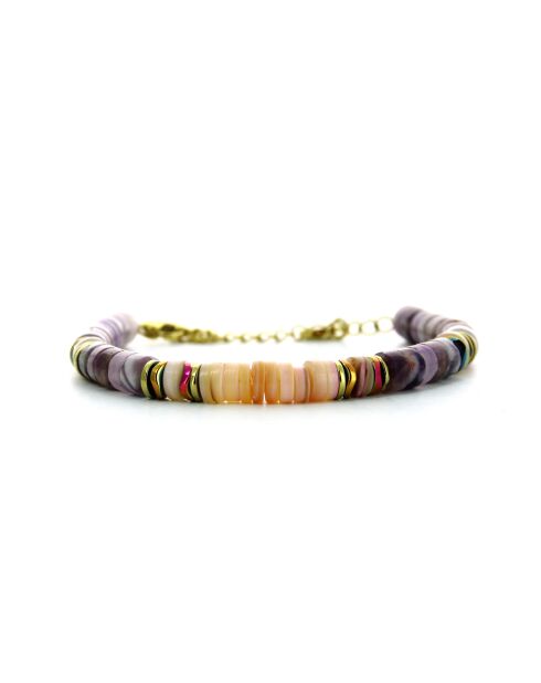 Bracelet Mathilde  mauve, saumon, doré