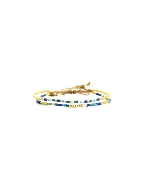 Bracelet Blue Curaçao Alya bleu, turquoise, doré