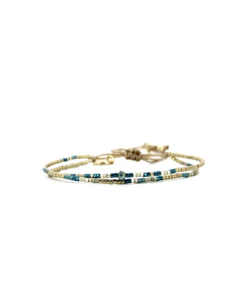Bracelet Émeraude Paradise Alya vert émeraude, bleu, champagne, doré
