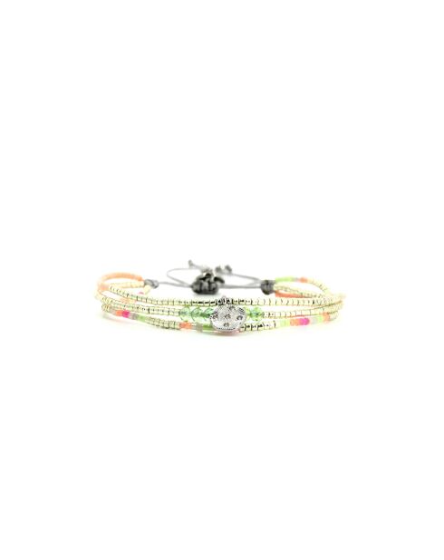 Bracelet Rainbow Kiss Swen rose fluo, corail rosé fluo, vert fluo, argent