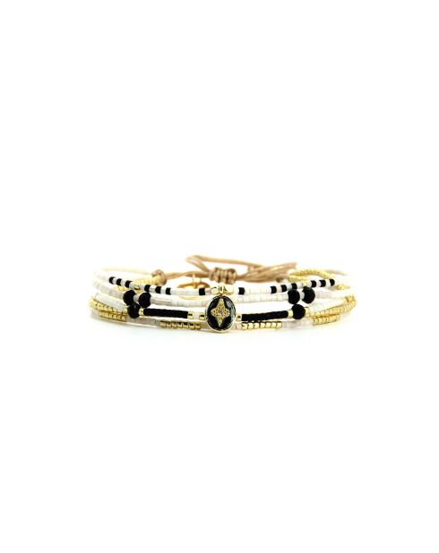 Bracelet Sable Noir Joy noir, blanc, nacre, doré