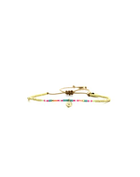 Bracelet Salvador De Bahia Ness rose fluo, corail rosé fluo, vert fluo, doré