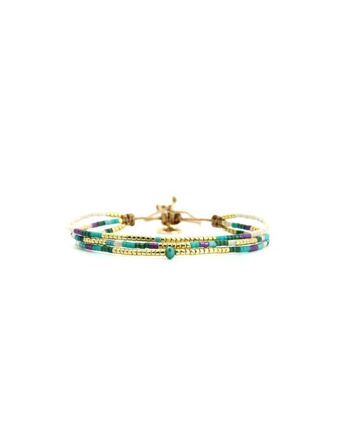 Bracelet Turquoise Paradise Agathe turquoise, vert émeraude, mauve, nacre, doré