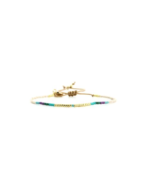 Bracelet Turquoise Paradise Alice turquoise, vert émeraude, mauve, nacre, doré