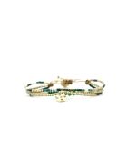 Bracelet Vert de Jade Swen camaïeu de vert, champagne, doré