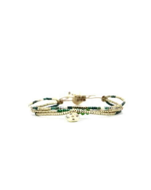 Bracelet Vert de Jade Swen camaïeu de vert, champagne, doré