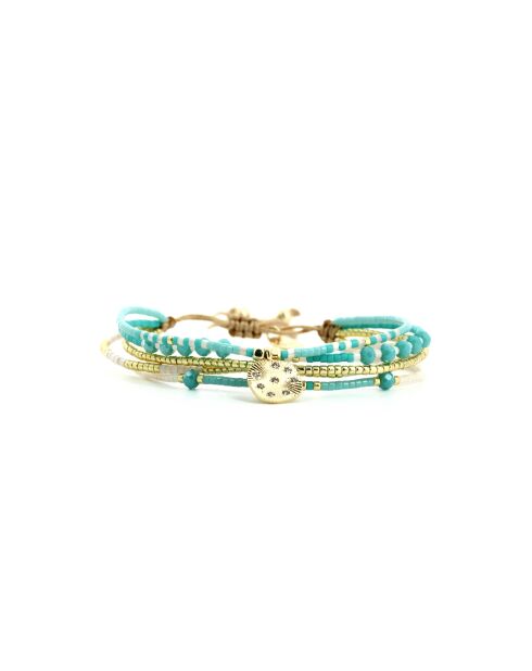 Bracelet Bora Bora Fanny Turquoise, blanc, doré