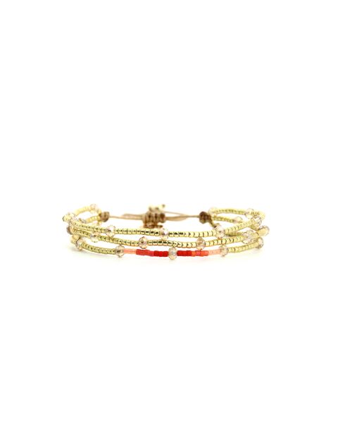 Bracelet Corail Mango Léonie rouge corail, saumon rosé, blanc, doré