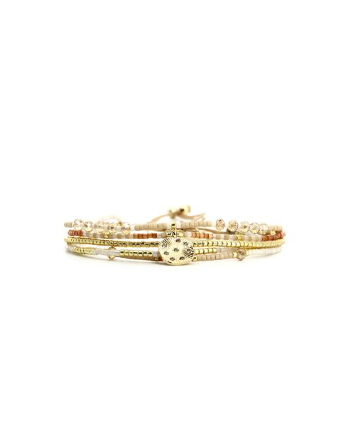 Bracelet White Coconut Fanny caramel, vanille, nacre, doré