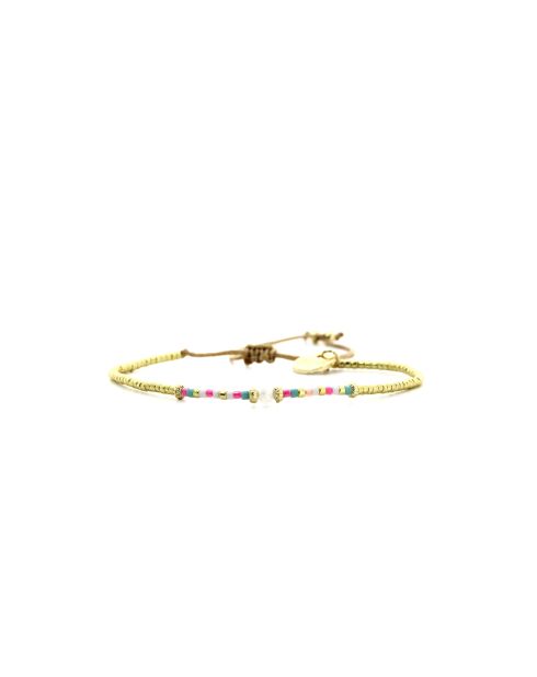 Bracelet Salvador De Bahia Julia rose fluo, corail rosé fluo, vert fluo, doré