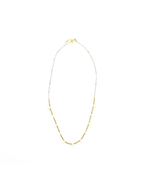Sautoir Lily Rosy  blanc, doré