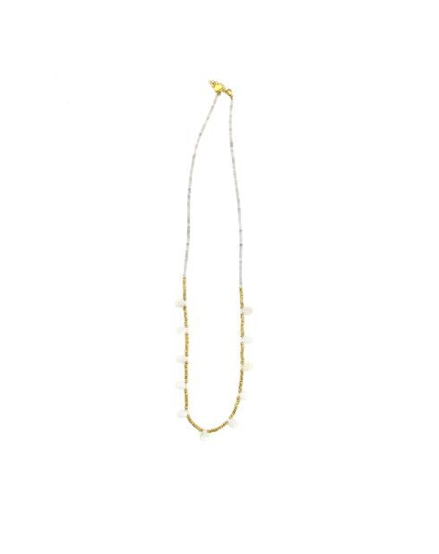 Sautoir Lily Rosy  blanc, doré