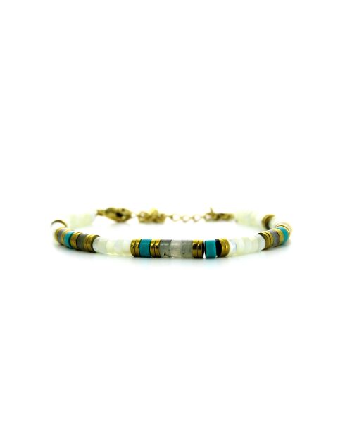 Bracelet Mila  blanc, gris, turquoise