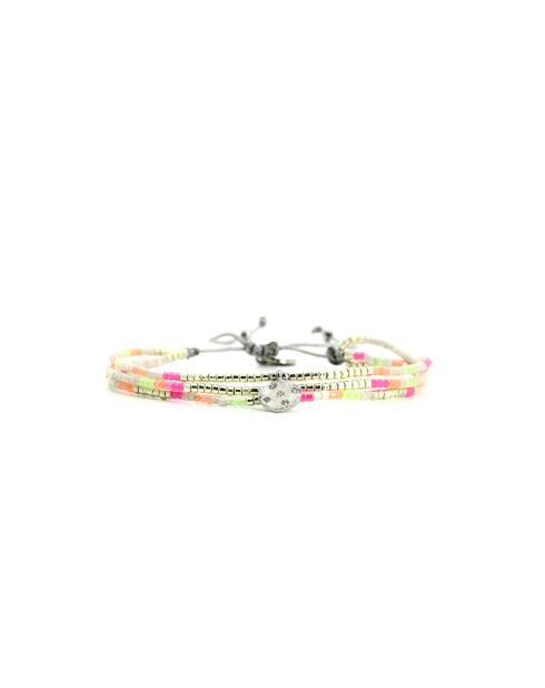 Bracelet Rainbow Kiss Emy rose fluo, corail rosé fluo, vert fluo, argent