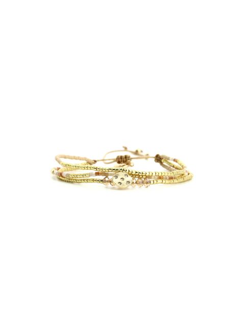 Bracelet White Coconut Swen caramel, vanille, nacre, doré