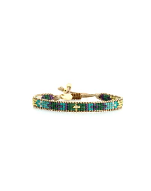 Bracelet Turquoise Paradise Lina turquoise, vert émeraude, mauve, nacre, doré