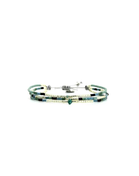 Bracelet Calanque d'En Vau Agathe Vert turquoise, noir, argent